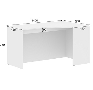 Стол эргономичный правый (усиленный) SIMPLE 140x90 см, белый